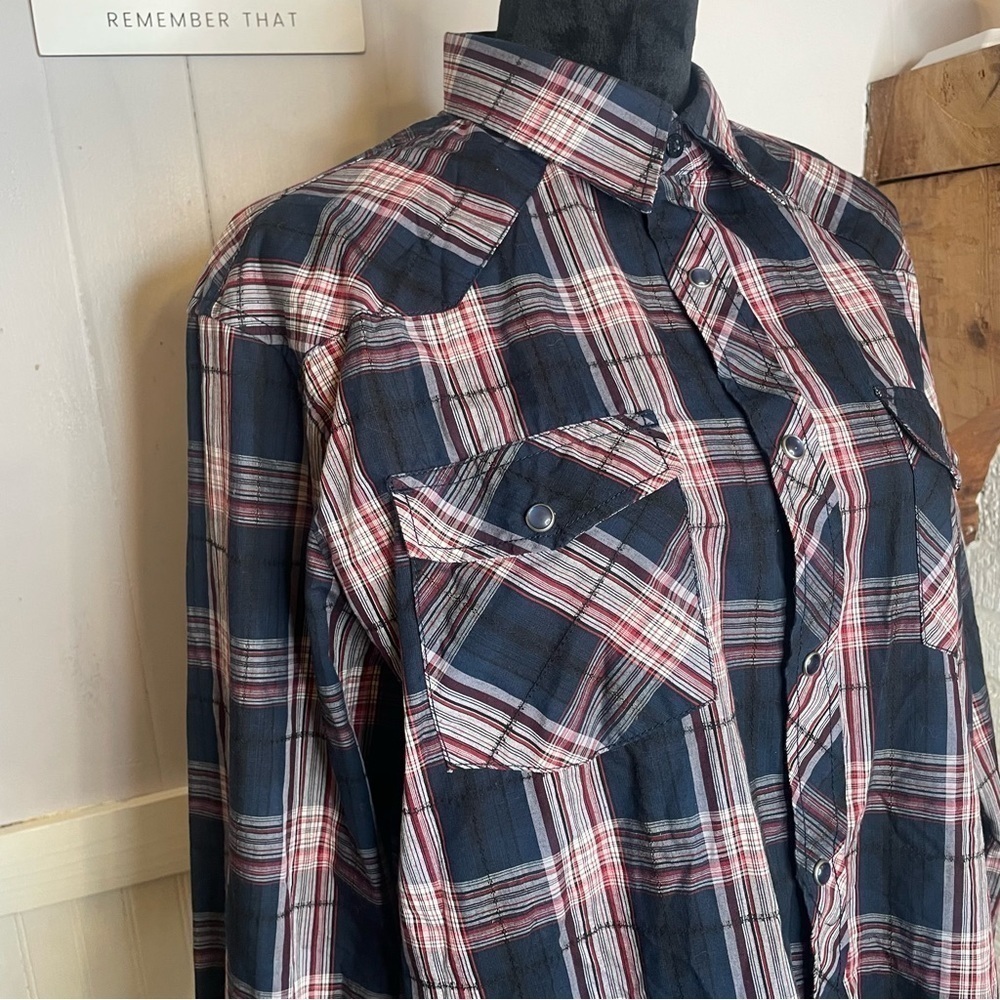 Costal Men’s Western Plaid Snap Button Shirt XL - Picture 4 of 14